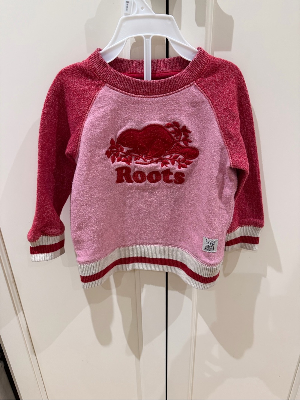 Roots 12-18m Kids Two-Tone Pink & Red Logo Sweatshirt